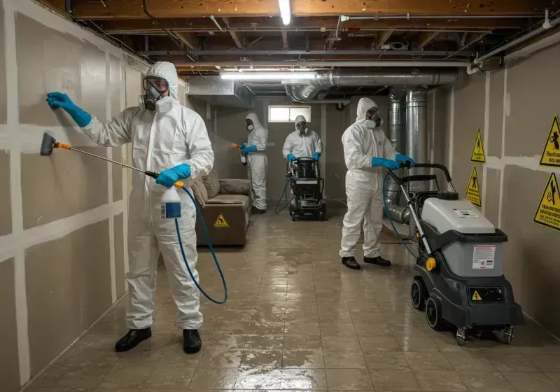 Basement Moisture Removal and Structural Drying process in Lake View, IA